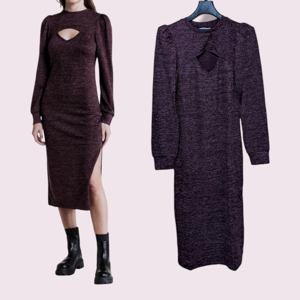 NEW Walter Baker Fontine Plum Cutout Knit Dress Size XS